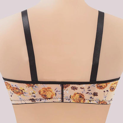 WOMENS FRONT BUCKLE GATHERED PRINT BRA