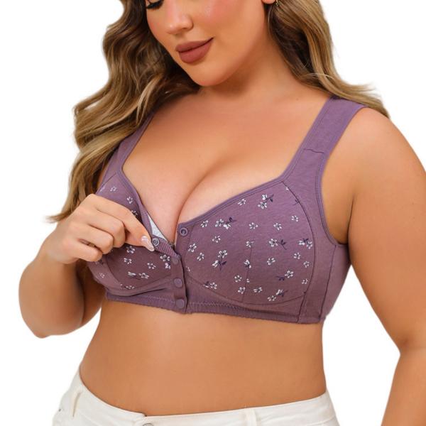 Purple Comfortable Front Button Bra