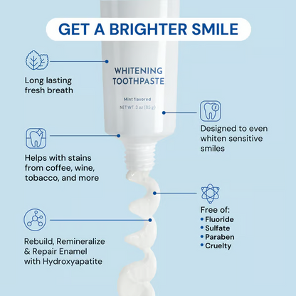 🦷 Fluoride-Free Hydroxyapatite Teeth Whitening Toothpaste with Coconut Oil & Xylitol ❄️