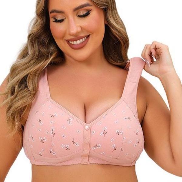 Pink Comfortable Front Button Bra