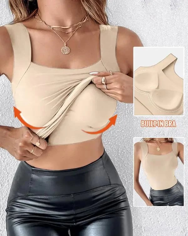 Ⅰ🏆Special Price $24.98!!💐Women's U Neck Tank Tops with Built-In Bra