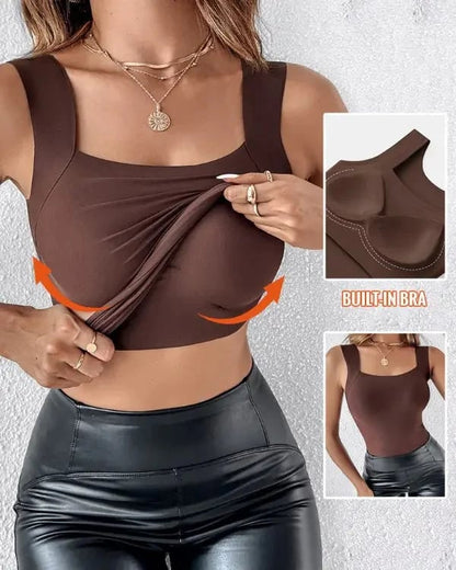 Ⅰ🏆Special Price $24.98!!💐Women's U Neck Tank Tops with Built-In Bra