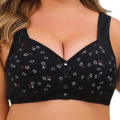 Black Comfortable Front Button Bra