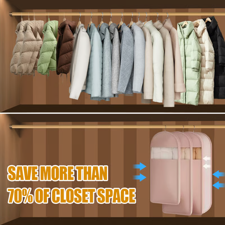 🔥2025 Space Saving Hanging Garment Bag with Self Compression Zipper
